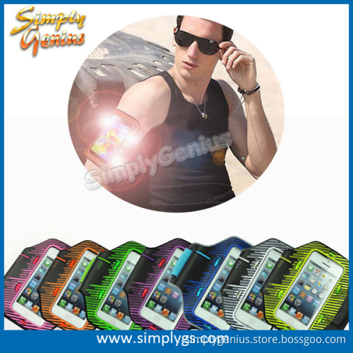 (Hot) Lycra armband case, LED reflective armband, led flashlight armband for Samsung galaxy S7/S6,